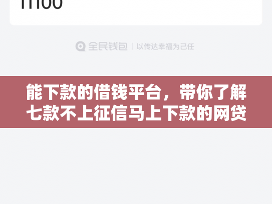 能下款的借钱平台，带你了解七款不上征信马上下款的网贷