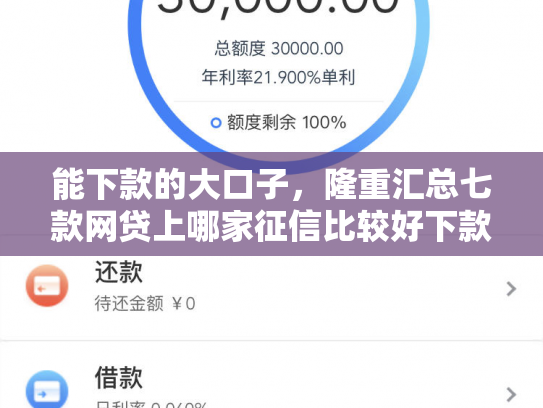 能下款的大口子，隆重汇总七款网贷上哪家征信比较好下款