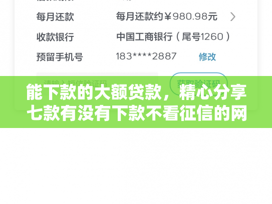 能下款的大额贷款，精心分享七款有没有下款不看征信的网贷平台