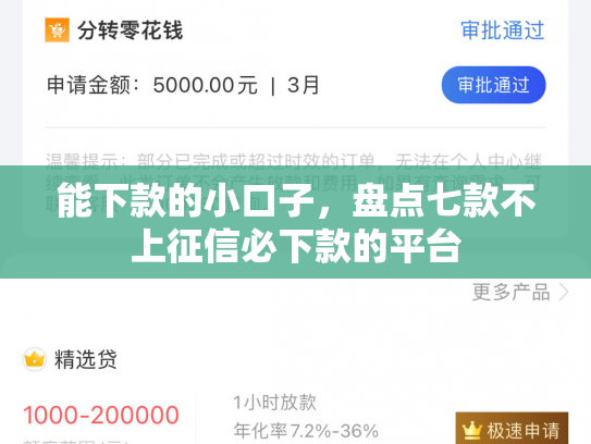 能下款的小口子，盘点七款不上征信必下款的平台
