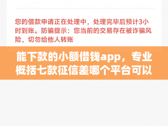 能下款的小额借钱app，专业概括七款征信差哪个平台可以下款