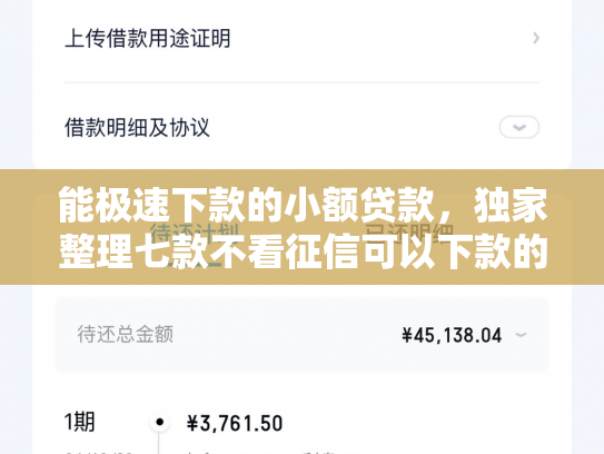 能极速下款的小额贷款，独家整理七款不看征信可以下款的网贷