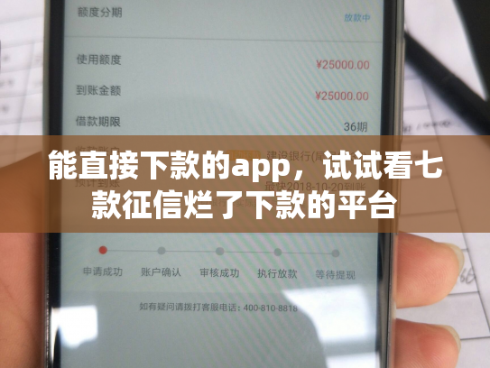 能直接下款的app，试试看七款征信烂了下款的平台