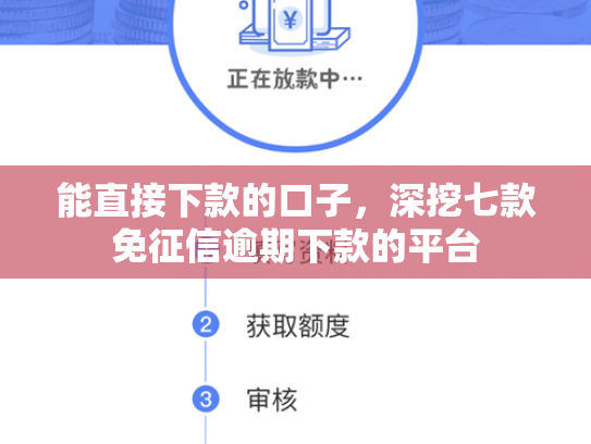 能直接下款的口子，深挖七款免征信逾期下款的平台