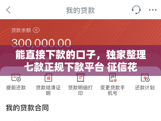 能直接下款的口子，独家整理七款正规下款平台 征信花