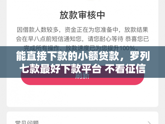 能直接下款的小额贷款，罗列七款最好下款平台 不看征信