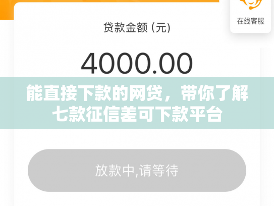 能直接下款的网贷，带你了解七款征信差可下款平台
