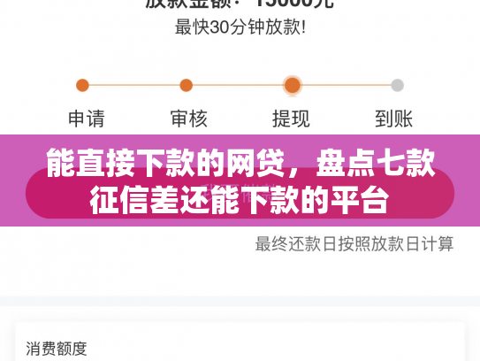 能直接下款的网贷，盘点七款征信差还能下款的平台