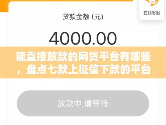 能直接放款的网贷平台有哪些，盘点七款上征信下款的平台
