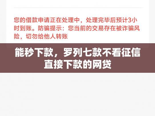 能秒下款，罗列七款不看征信直接下款的网贷