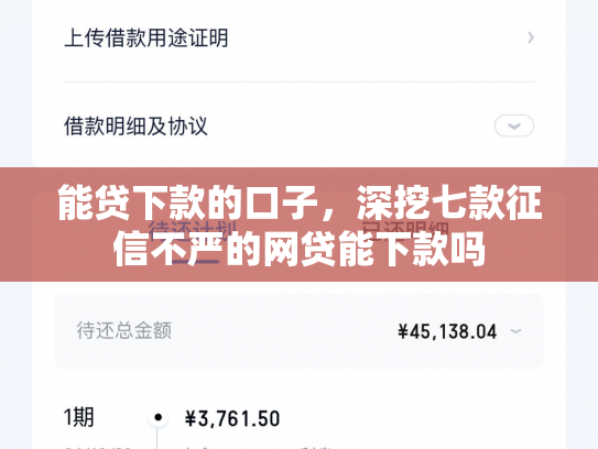 能贷下款的口子，深挖七款征信不严的网贷能下款吗