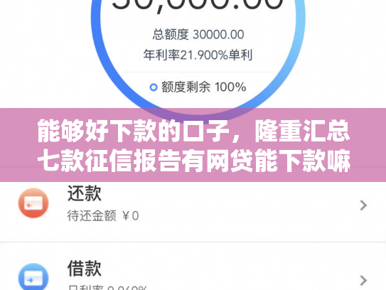 能够好下款的口子，隆重汇总七款征信报告有网贷能下款嘛