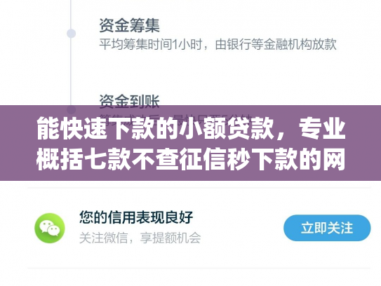 能快速下款的小额贷款，专业概括七款不查征信秒下款的网贷app