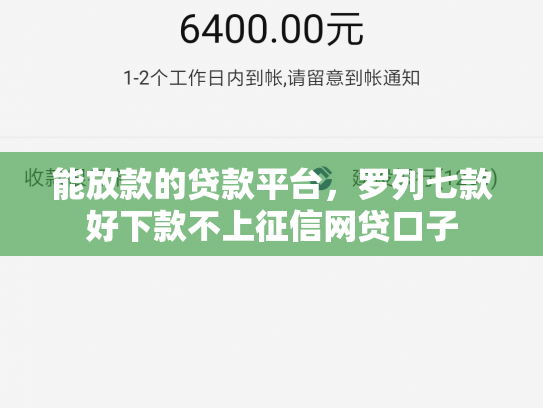 能放款的贷款平台，罗列七款好下款不上征信网贷口子