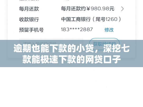 逾期也能下款的小贷，深挖七款能极速下款的网贷口子