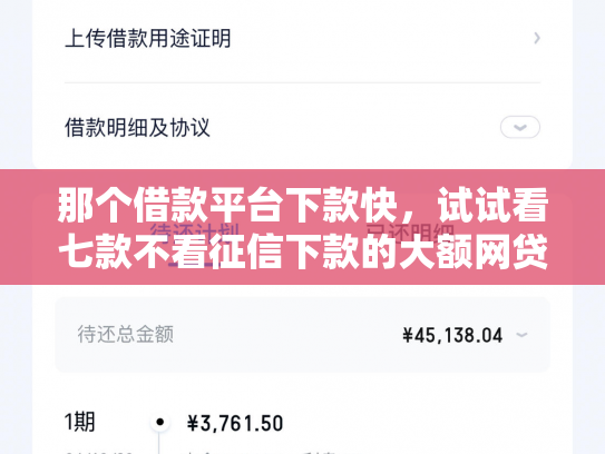 那个借款平台下款快，试试看七款不看征信下款的大额网贷