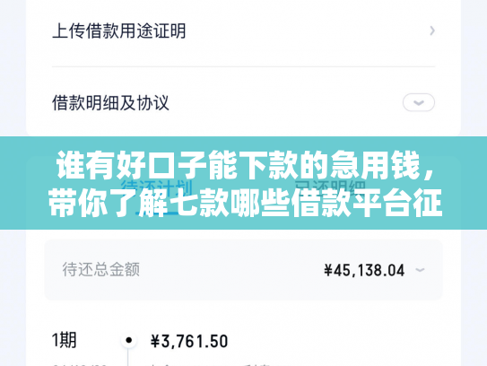 谁有好口子能下款的急用钱，带你了解七款哪些借款平台征信花了可以下款