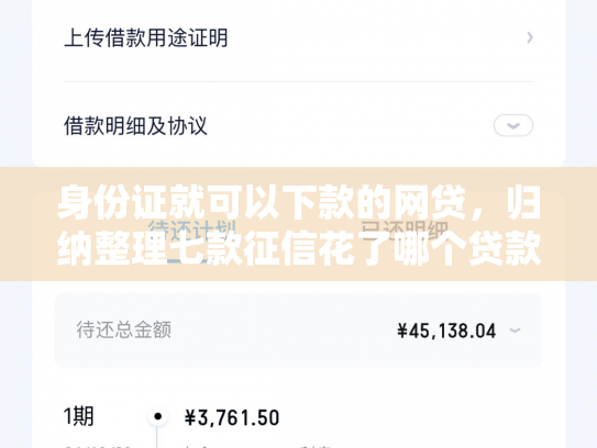 身份证就可以下款的网贷，归纳整理七款征信花了哪个贷款能下款