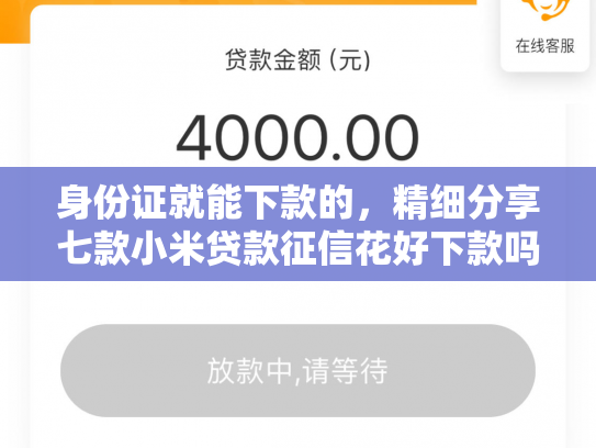 身份证就能下款的，精细分享七款小米贷款征信花好下款吗