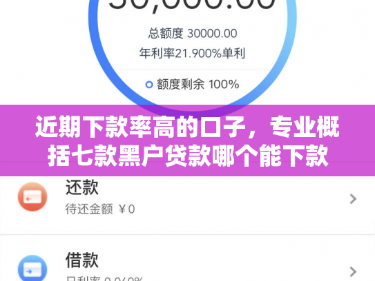 近期下款率高的口子，专业概括七款黑户贷款哪个能下款