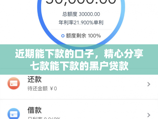 近期能下款的口子，精心分享七款能下款的黑户贷款