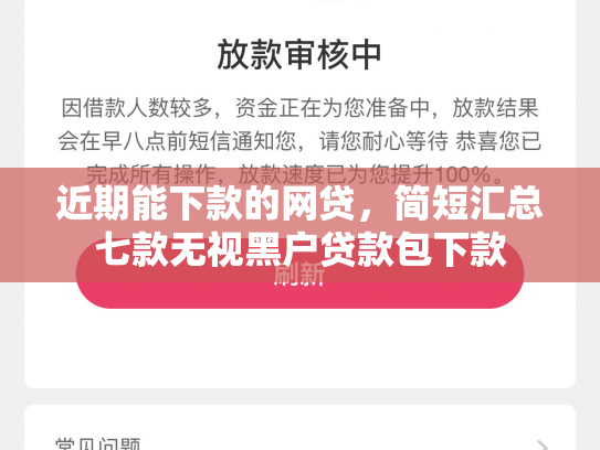 近期能下款的网贷，简短汇总七款无视黑户贷款包下款