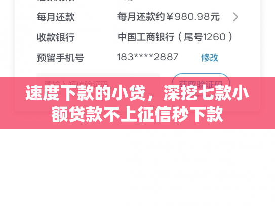 速度下款的小贷，深挖七款小额贷款不上征信秒下款