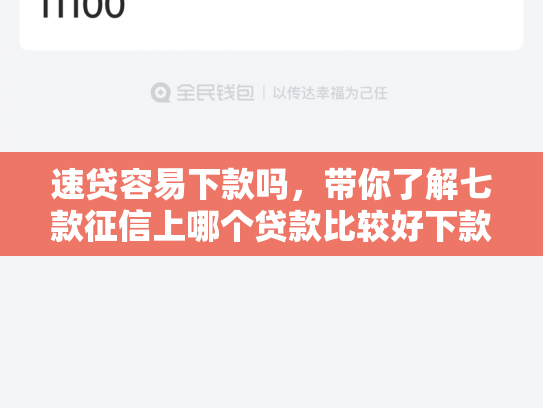 速贷容易下款吗，带你了解七款征信上哪个贷款比较好下款