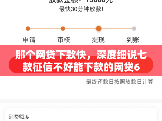 那个网贷下款快，深度细说七款征信不好能下款的网贷6