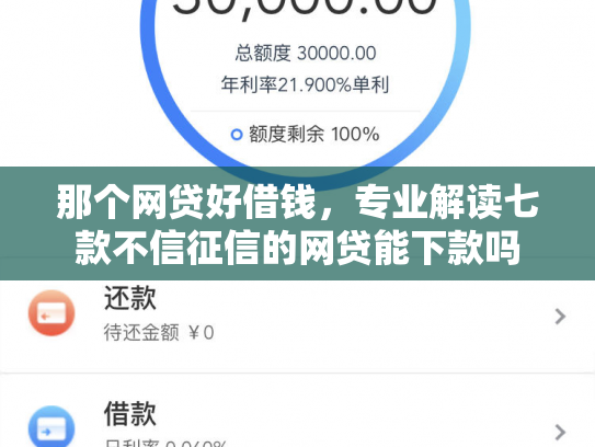 那个网贷好借钱，专业解读七款不信征信的网贷能下款吗