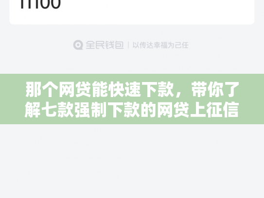 那个网贷能快速下款，带你了解七款强制下款的网贷上征信嘛