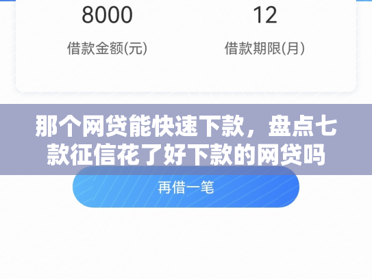那个网贷能快速下款，盘点七款征信花了好下款的网贷吗