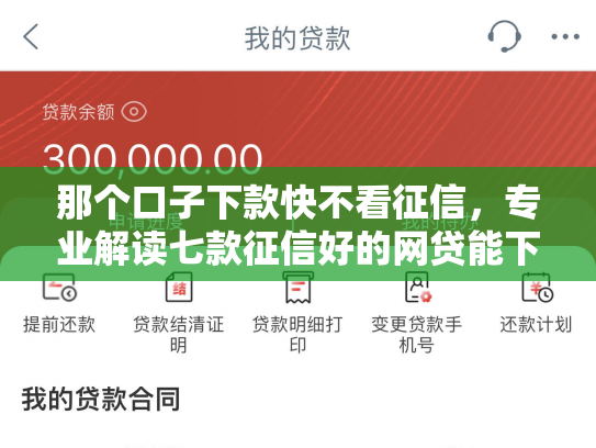 那个口子下款快不看征信，专业解读七款征信好的网贷能下款吗