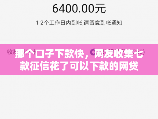 那个口子下款快，网友收集七款征信花了可以下款的网贷