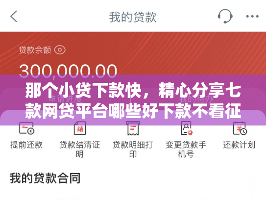 那个小贷下款快，精心分享七款网贷平台哪些好下款不看征信
