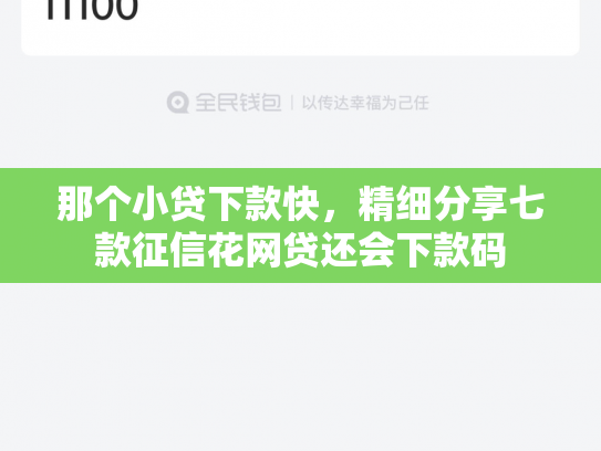那个小贷下款快，精细分享七款征信花网贷还会下款码
