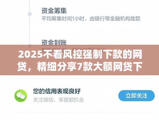 2025不看风控强制下款的网贷，精细分享7款大额网贷下款口子