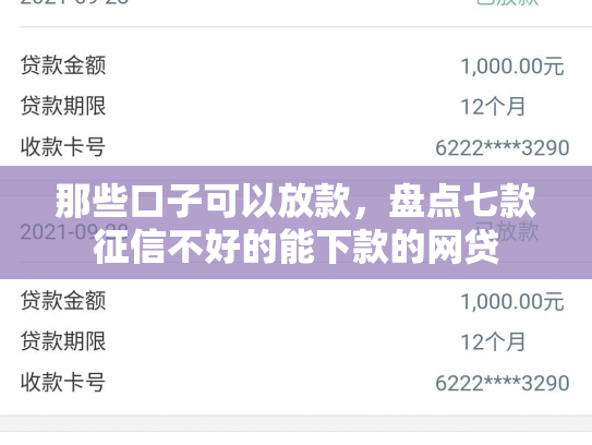 那些口子可以放款，盘点七款征信不好的能下款的网贷