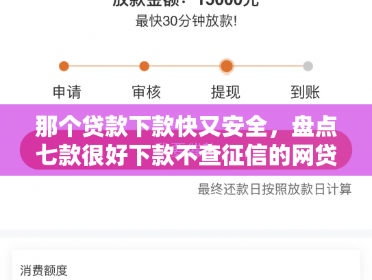 那个贷款下款快又安全，盘点七款很好下款不查征信的网贷