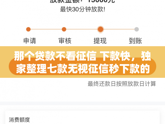 那个贷款不看征信 下款快，独家整理七款无视征信秒下款的网贷