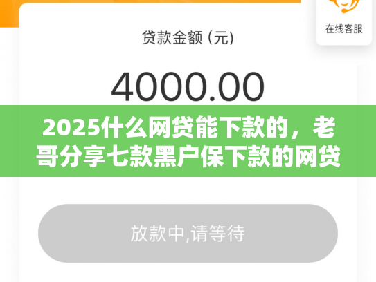 2025什么网贷能下款的，老哥分享七款黑户保下款的网贷口子