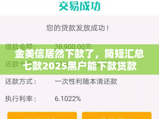 金美信居然下款了，简短汇总七款2025黑户能下款贷款