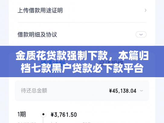 金质花贷款强制下款，本篇归档七款黑户贷款必下款平台