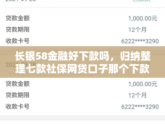 长银58金融好下款吗，归纳整理七款社保网贷口子那个下款快