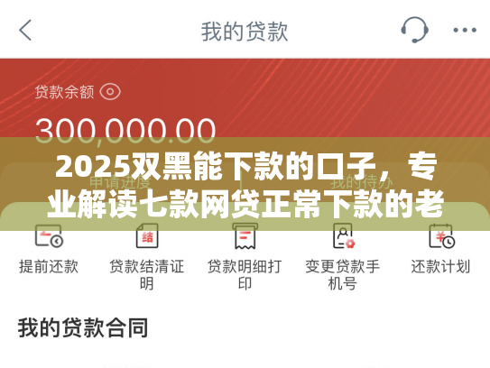 2025双黑能下款的口子，专业解读七款网贷正常下款的老口子