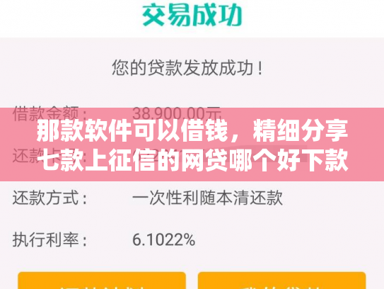 那款软件可以借钱，精细分享七款上征信的网贷哪个好下款