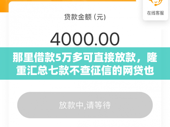 那里借款5万多可直接放款，隆重汇总七款不查征信的网贷也不下款
