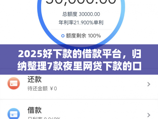 2025好下款的借款平台，归纳整理7款夜里网贷下款的口子