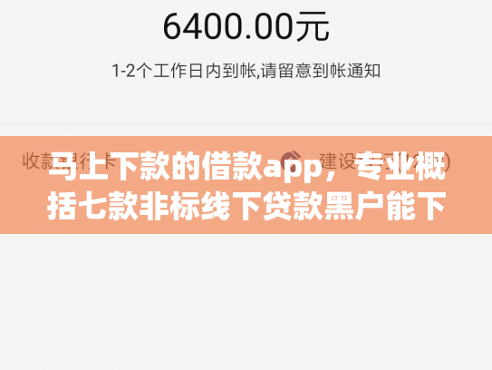 马上下款的借款app，专业概括七款非标线下贷款黑户能下款吗