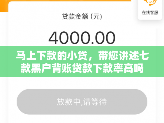 马上下款的小贷，带您讲述七款黑户背账贷款下款率高吗